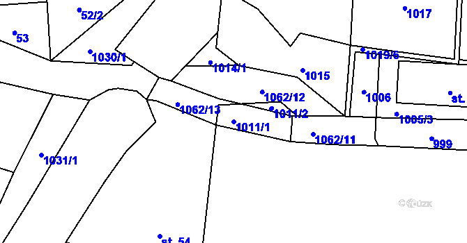 Parcela st. 1011/1 v KÚ Sousedovice, Katastrální mapa