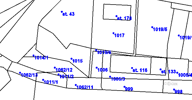 Parcela st. 1019/6 v KÚ Sousedovice, Katastrální mapa