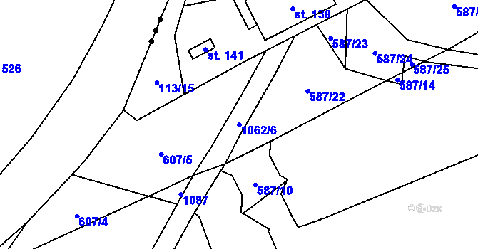 Parcela st. 1062/6 v KÚ Sousedovice, Katastrální mapa