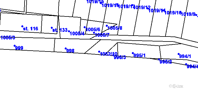 Parcela st. 1062/10 v KÚ Sousedovice, Katastrální mapa