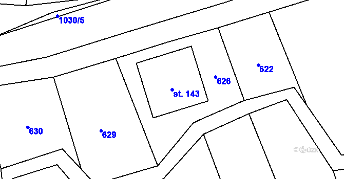 Parcela st. 143 v KÚ Sousedovice, Katastrální mapa