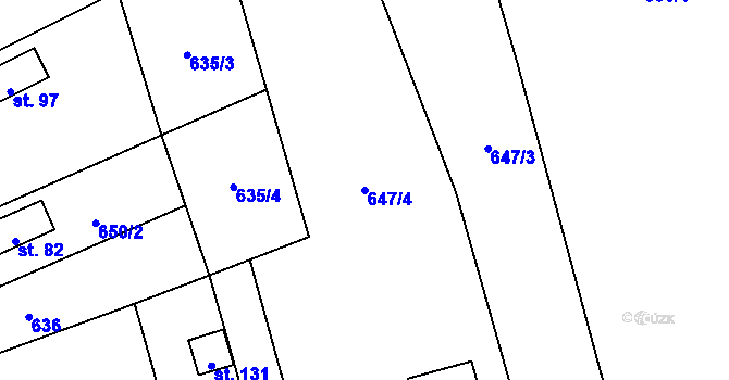 Parcela st. 647/4 v KÚ Sousedovice, Katastrální mapa
