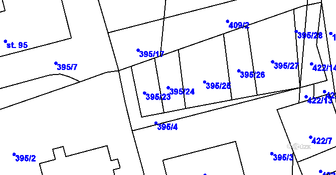 Parcela st. 395/24 v KÚ Sousedovice, Katastrální mapa