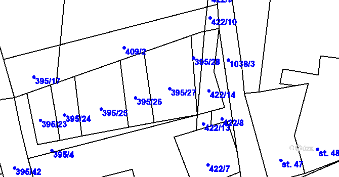 Parcela st. 395/27 v KÚ Sousedovice, Katastrální mapa