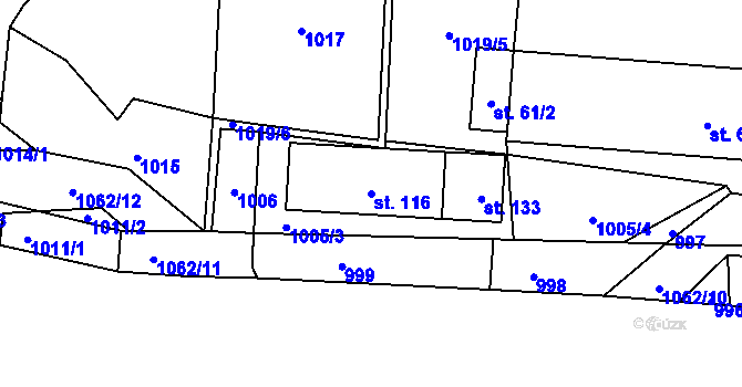 Parcela st. 116 v KÚ Sousedovice, Katastrální mapa