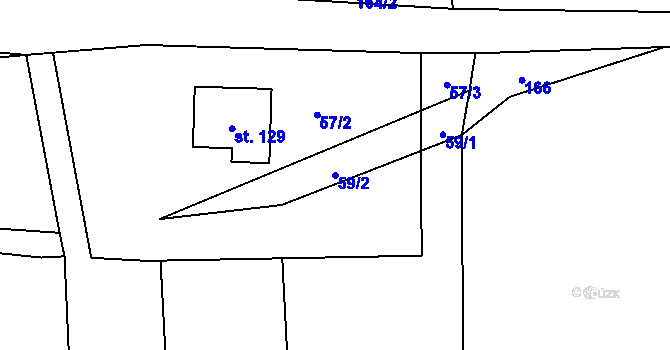 Parcela st. 59/2 v KÚ Sousedovice, Katastrální mapa