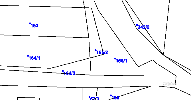 Parcela st. 165/2 v KÚ Sousedovice, Katastrální mapa