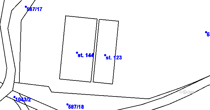 Parcela st. 123 v KÚ Sousedovice, Katastrální mapa