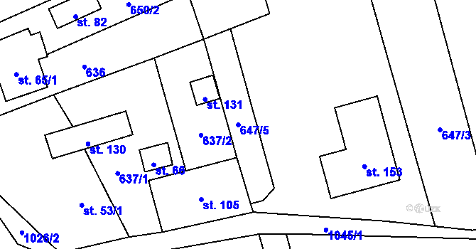 Parcela st. 647/5 v KÚ Sousedovice, Katastrální mapa