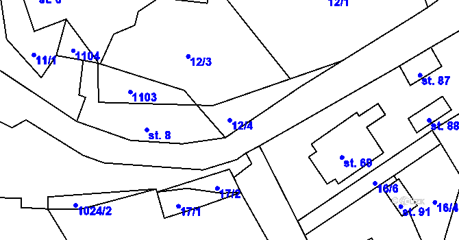 Parcela st. 12/4 v KÚ Sousedovice, Katastrální mapa