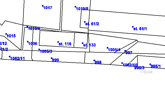 Parcela st. 133 v KÚ Sousedovice, Katastrální mapa