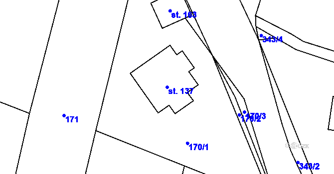 Parcela st. 137 v KÚ Sousedovice, Katastrální mapa