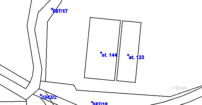 Parcela st. 144 v KÚ Sousedovice, Katastrální mapa
