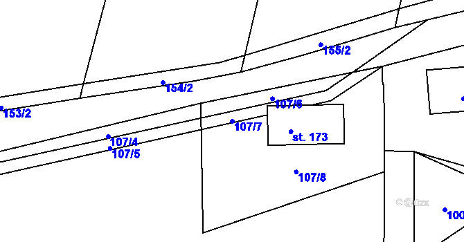 Parcela st. 107/7 v KÚ Sousedovice, Katastrální mapa