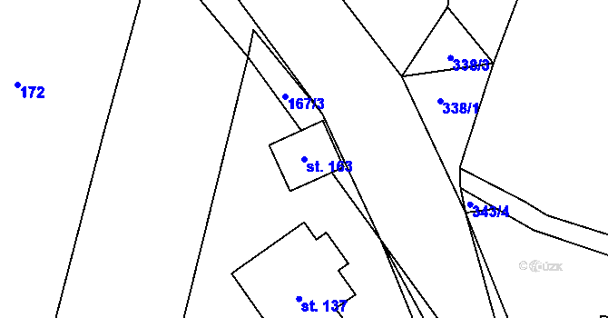 Parcela st. 163 v KÚ Sousedovice, Katastrální mapa