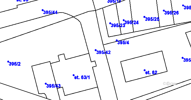 Parcela st. 395/42 v KÚ Sousedovice, Katastrální mapa
