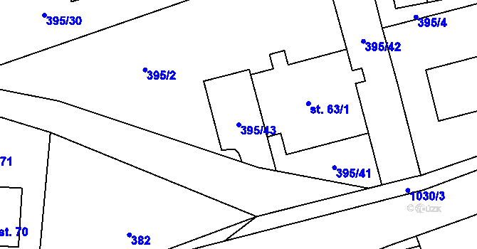 Parcela st. 395/43 v KÚ Sousedovice, Katastrální mapa