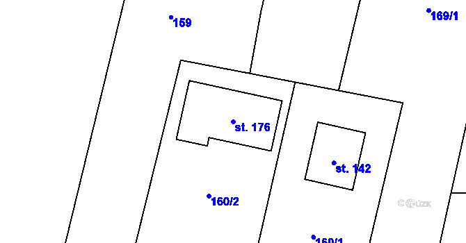 Parcela st. 176 v KÚ Sousedovice, Katastrální mapa