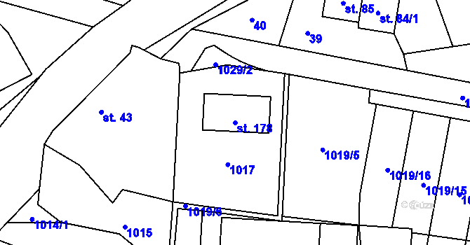 Parcela st. 178 v KÚ Sousedovice, Katastrální mapa