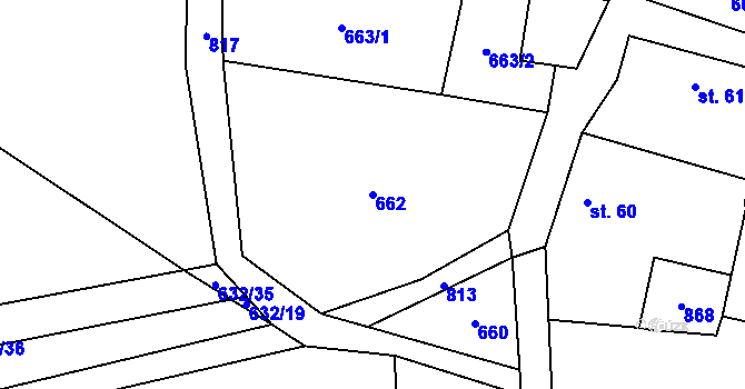Parcela st. 662 v KÚ Soušice, Katastrální mapa