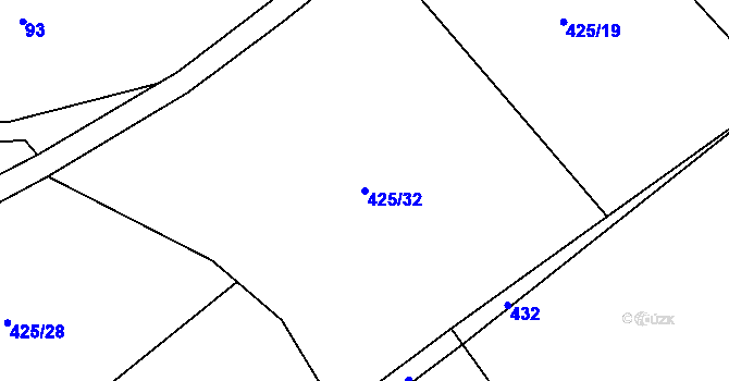 Parcela st. 425/32 v KÚ Soušice, Katastrální mapa