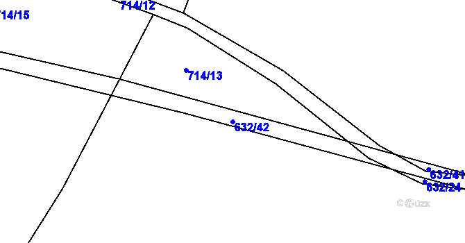 Parcela st. 632/42 v KÚ Soušice, Katastrální mapa
