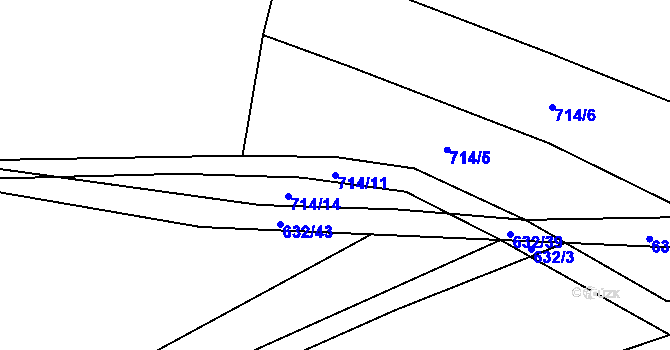 Parcela st. 714/11 v KÚ Soušice, Katastrální mapa
