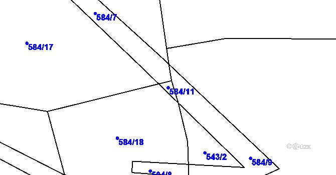 Parcela st. 584/11 v KÚ Soutice, Katastrální mapa
