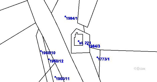 Parcela st. 221 v KÚ Soutice, Katastrální mapa