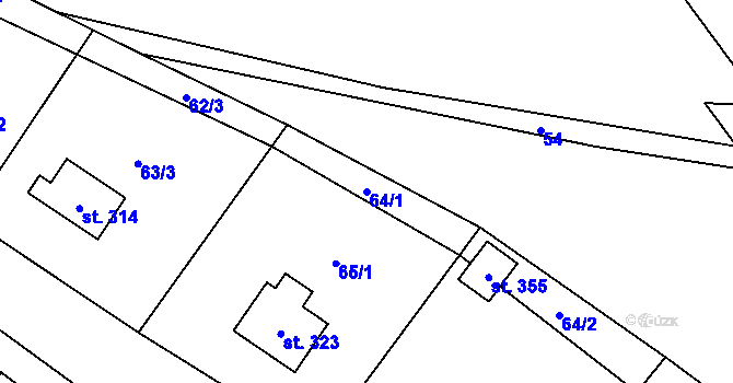 Parcela st. 64/1 v KÚ Soutice, Katastrální mapa