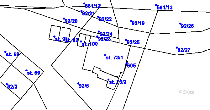 Parcela st. 73/1 v KÚ Sovadina, Katastrální mapa