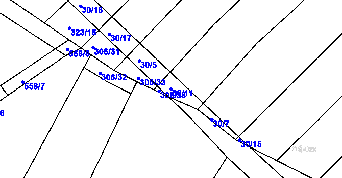 Parcela st. 30/11 v KÚ Sovadina, Katastrální mapa