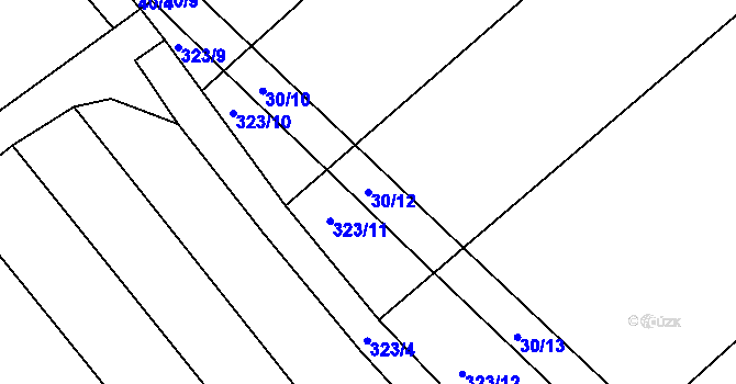 Parcela st. 30/12 v KÚ Sovadina, Katastrální mapa