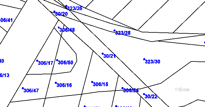 Parcela st. 30/21 v KÚ Sovadina, Katastrální mapa