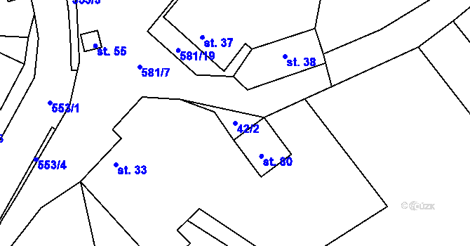 Parcela st. 42/2 v KÚ Sovadina, Katastrální mapa