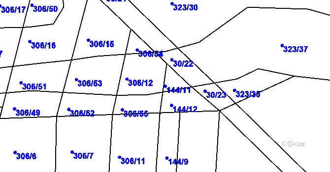 Parcela st. 144/11 v KÚ Sovadina, Katastrální mapa