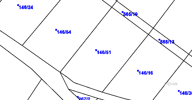 Parcela st. 146/51 v KÚ Sovadina, Katastrální mapa