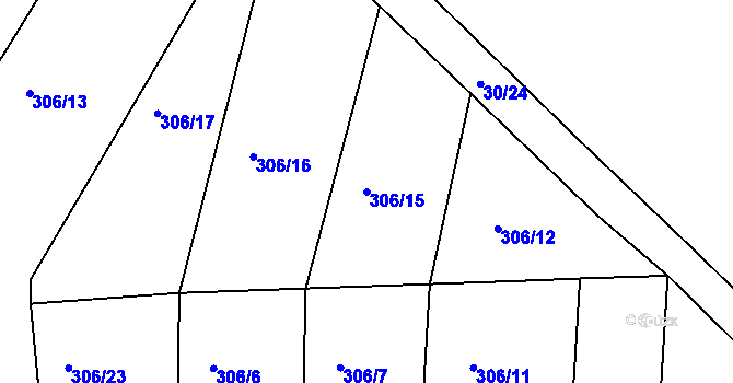 Parcela st. 306/15 v KÚ Sovadina, Katastrální mapa