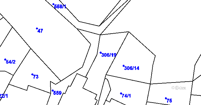 Parcela st. 306/19 v KÚ Sovadina, Katastrální mapa