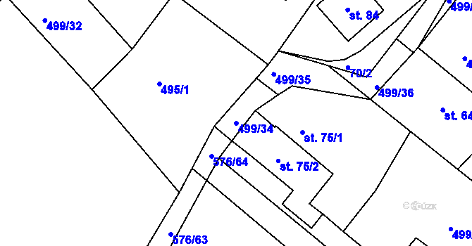 Parcela st. 499/34 v KÚ Sovadina, Katastrální mapa