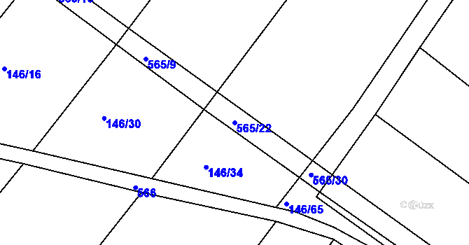 Parcela st. 565/22 v KÚ Sovadina, Katastrální mapa