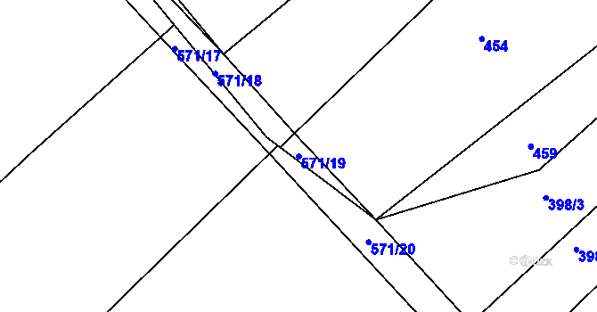 Parcela st. 571/19 v KÚ Sovadina, Katastrální mapa