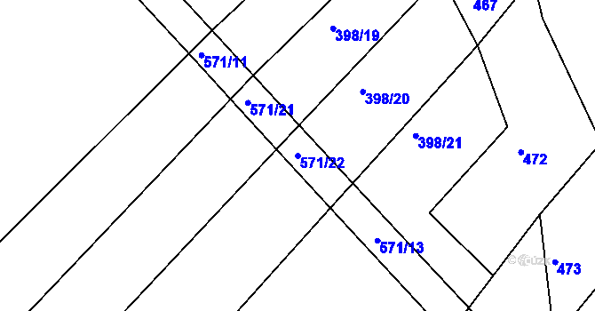 Parcela st. 571/22 v KÚ Sovadina, Katastrální mapa