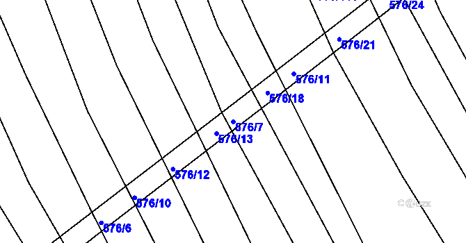 Parcela st. 576/7 v KÚ Sovadina, Katastrální mapa