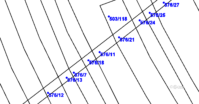 Parcela st. 576/11 v KÚ Sovadina, Katastrální mapa