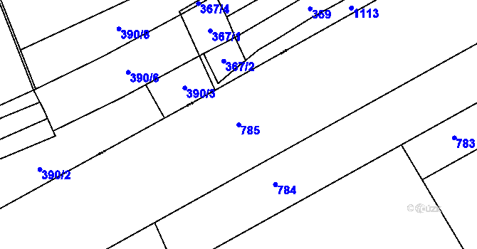 Parcela st. 785 v KÚ Sovenice, Katastrální mapa