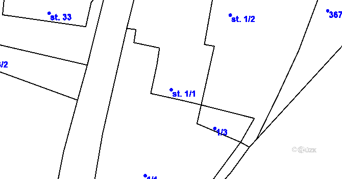 Parcela st. 1/1 v KÚ Horní Černůtky, Katastrální mapa