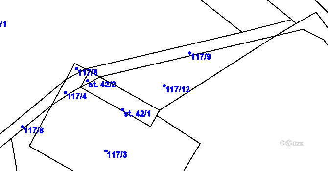 Parcela st. 117/12 v KÚ Horní Černůtky, Katastrální mapa