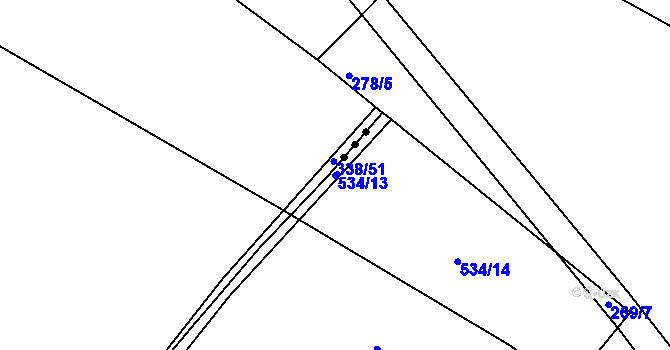 Parcela st. 534/13 v KÚ Horní Černůtky, Katastrální mapa