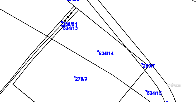 Parcela st. 534/14 v KÚ Horní Černůtky, Katastrální mapa